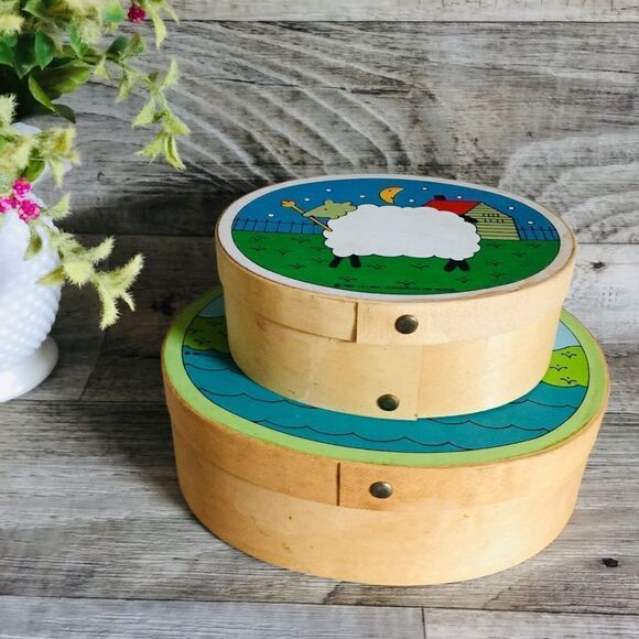 1982 Lillian Vernon Alan Wood Oval Pantry Boxes - Picture 5 of 8